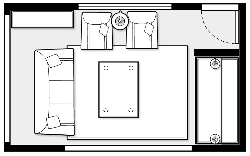 entryless family room plan